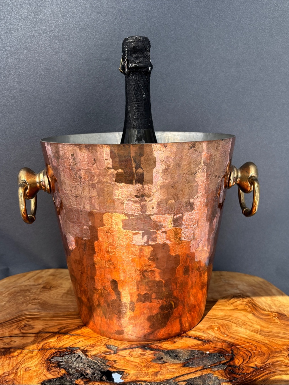 Vintage Mauviel Hammered Copper Wine Bucket